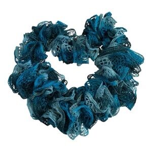 Blue Ruffle Crochet Scarf Handmade